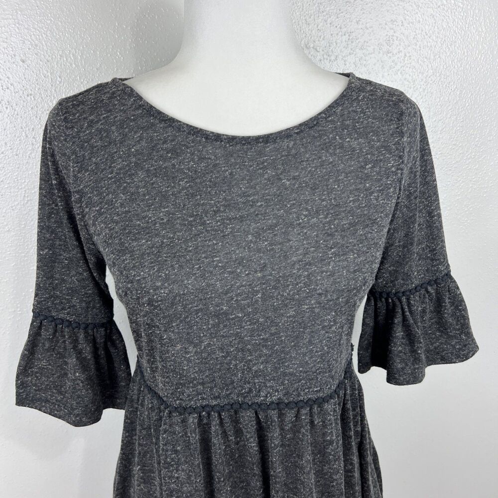 eShakti Blouse Women 0 Grey Short Sleeve Peplum Relaxed Fit Boho Casual Top - Picture 7 of 12